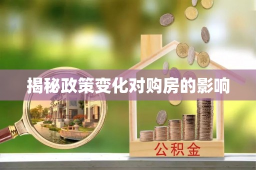 铁东揭秘政策变化对购房的影响